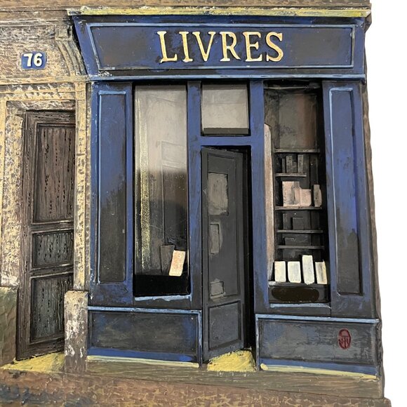 Vintage Chiu Tak Hak 3D Wall Plaques Featuring French Storefronts Livres & Vins - Picture 8 of 9